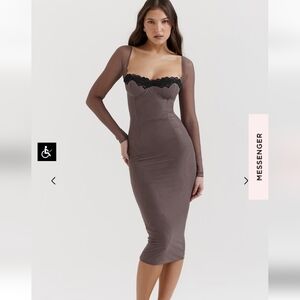 Seraphina smoke lace and mesh midi corset dres